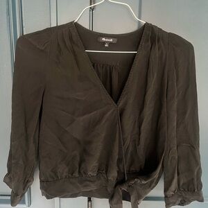Madewell M black wrap tie blouse